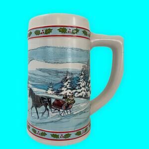 Vintage Miller High Life Collector Series Holiday Christmas Beer Mug Stein